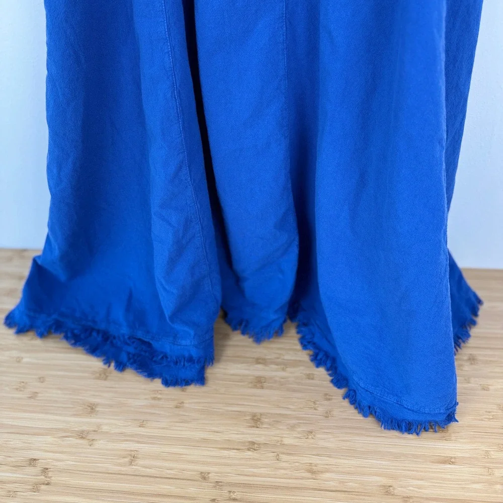 Scully Dress Womens XL Blue Embroidered Frayed Hem Sundress‎ Boho Gypsy Rustic